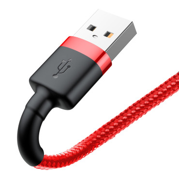 Izturīgs elastīgs kabelis USB kabelis IPHONE zibens QC3.0 1.5A 2m sarkans