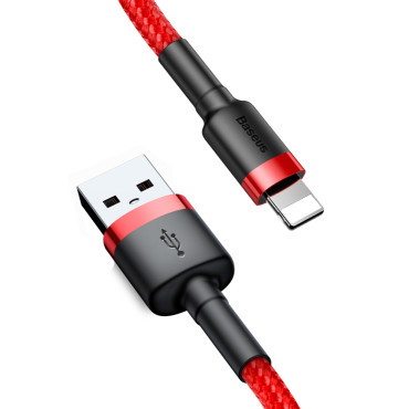 Izturīgs elastīgs kabelis USB kabelis IPHONE zibens QC3.0 1.5A 2m sarkans