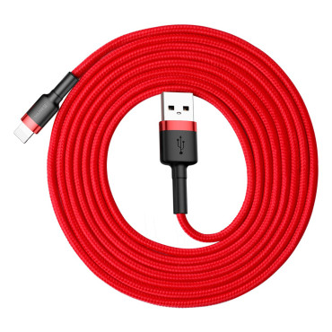 Izturīgs elastīgs kabelis USB kabelis IPHONE zibens QC3.0 1.5A 2m sarkans
