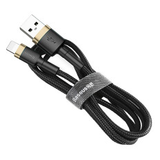 Durable elastic cable USB cable iPhone Lightning QC3.0 1.5A 2M black and gold