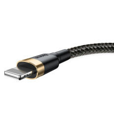 Ανθεκτικό ελαστικό καλώδιο καλώδιο USB iPhone Lightning QC3.0 1.5A 2m Μαύρο και χρυσό