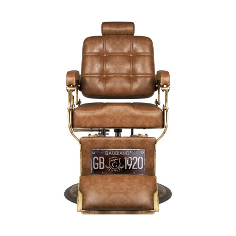Gabbiano Barbierstuhl Boss Old Leather hellbraun — Vorderansicht
