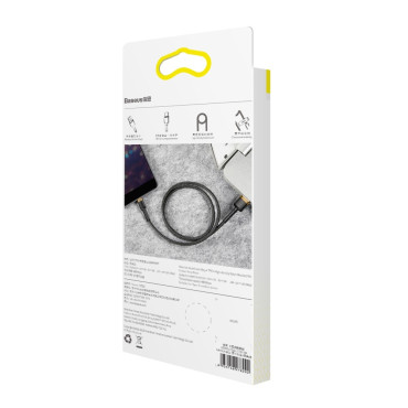 Izturīgs elastīgs kabelis USB kabelis iPhone zibens QC3.0 1.5A 2m melns un zelts