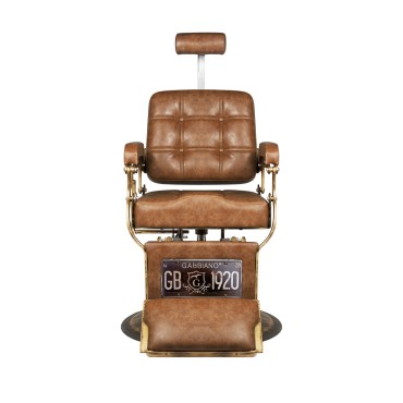 Sillón de barbero Gabbiano Boss Old Leather marrón claro — vista frontal