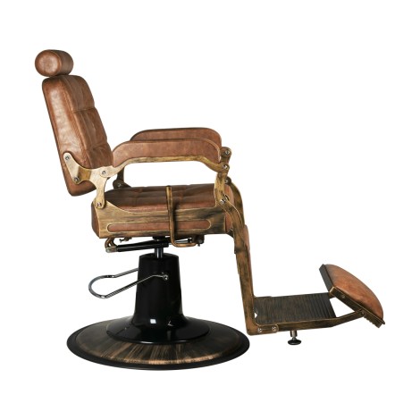 Sillón de barbero Gabbiano Boss Old Leather marrón claro — vista lateral