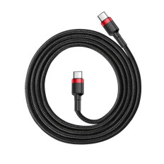 Ανθεκτικό ελαστικό καλώδιο USB-C PD PD 2.0 60W 20V 3A QC3.0 1M μαύρο-κόκκινο