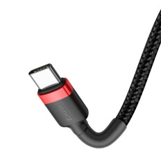 Izturīgs elastīgs kabelis USB-C PD PD 2.0 60W 20V 3A QC3.0 1m Black-Red