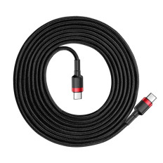 Ανθεκτικό ελαστικό καλώδιο USB-C PD 2.0 60W 20V 3A QC3.0 2M μαύρο-κόκκινο