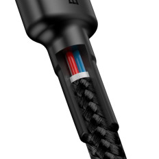 Durable elastisk kabel USB-C PD PD 2.0 60W 20V 3A QC3.0 2M svartröd