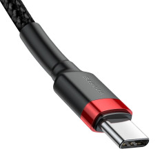 Trpežen elastični kabel USB-C PD PD 2.0 60W 20V 3A QC3.0 2M črno-rdeča
