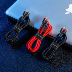 Durable elastisk kabel USB-C PD PD 2.0 60W 20V 3A QC3.0 2M svartröd