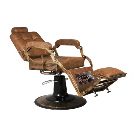 Gabbiano Barbierstuhl Boss Old Leather hellbraun — Seitenansicht