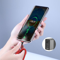 Durable elastisk kabel USB-C PD PD 2.0 60W 20V 3A QC3.0 2M svartröd