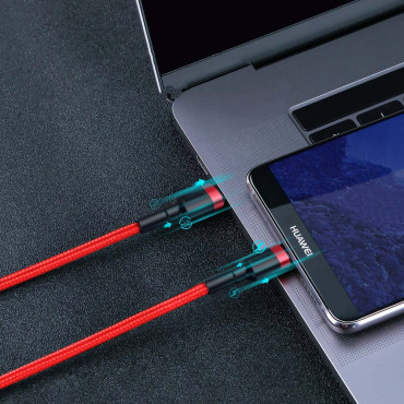 Durable elastisk kabel USB-C PD PD 2.0 60W 20V 3A QC3.0 2M svartröd