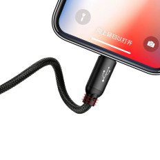 Holdbar 3in1 USB-kabel MicroUSB iPhone Lightning USB-C 3.5A 1.2m svart