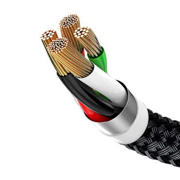 Izturīgs 3in1 USB kabelis Malcousb iPhone Zibens USB-C 3.5A 1.2m melns