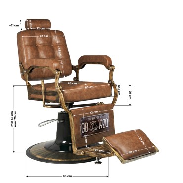 Gabbiano barberarstol Boss Old Leather ljusbrun — sidosida
