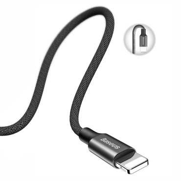 Filo cavo durevole in materiale USB Glutton iPhone Lightning 1.2m Nero