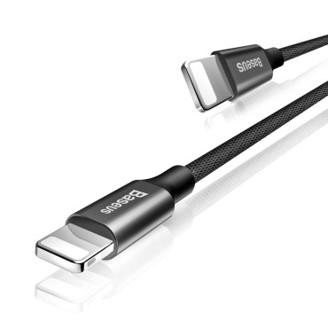 Fio de cabo durável no material USB Glutton iPhone Relâmpago 1,2m Preto