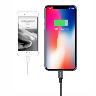 Holdbar kabeltråd i materiale USB Glutton iPhone Lightning 1.2m Sort
