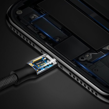 Fio de cabo durável no material USB Glutton iPhone Relâmpago 1,2m Preto