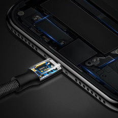 Fio de cabo durável no material USB Glutton iPhone Relâmpago 1,2m Preto