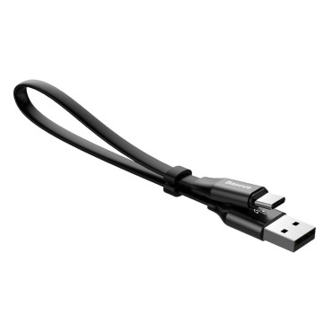 Platt kabel USB-C USB-kabel med 2A 23cm handtag svart