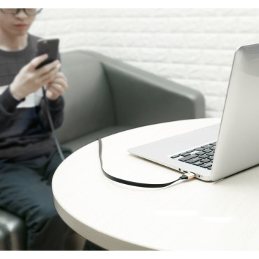 Flachkabel USB-C USB-Kabel mit 2A 23 cm-Griff schwarz