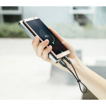 Flachkabel USB-C USB-Kabel mit 2A 23 cm-Griff schwarz