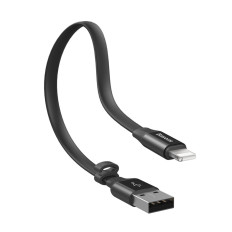 Flaches Kabel USB iPhone Blitzkabel mit Griff 2a 23 cm schwarz