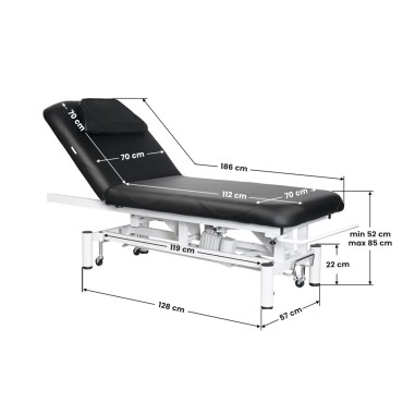 Elektrisk massagebänk Azzurro 684 med 1 motor svart