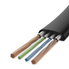 Platt kabel USB iPhone Lightning Cable med handtag 2a 23cm svart