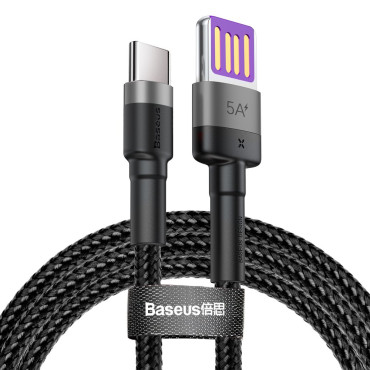 Izturīgs kabelis USB kabelis USB-C 40W Quick Charge 3.0 QC 3.0 1m pelēks-melns
