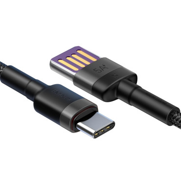 Izturīgs kabelis USB kabelis USB-C 40W Quick Charge 3.0 QC 3.0 1m pelēks-melns