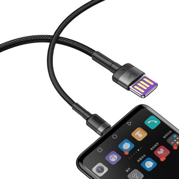 Izturīgs kabelis USB kabelis USB-C 40W Quick Charge 3.0 QC 3.0 1m pelēks-melns