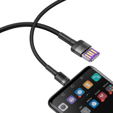 Izturīgs kabelis USB kabelis USB-C 40W Quick Charge 3.0 QC 3.0 1m pelēks-melns