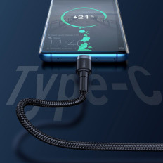 Izturīgs kabelis USB kabelis USB-C 40W Quick Charge 3.0 QC 3.0 1m pelēks-melns