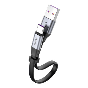 Enkel flat kabel USB-C 5A 40W Quick Charge 3.0 QC 3.0 23cm Grey