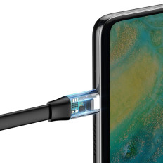 Enkel flat kabel USB-C 5A 40W Quick Charge 3.0 QC 3.0 23cm Grey