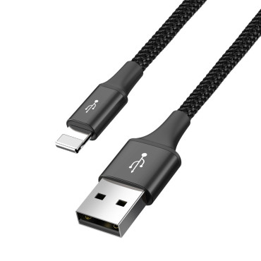Kabelis USB 4W1 2 x iPhone Zibens USB-C microUSB in neilons 3 3.5A 1.2m Black