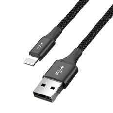 Kabelis USB 4W1 2 x iPhone Zibens USB-C microUSB in neilons 3 3.5A 1.2m Black