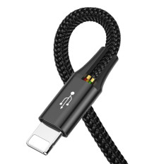 Καλώδιο USB 4W1 2 x Iphone Lightning USB-C Microugs στο νάιλον 3 3.5a 1.2m μαύρο