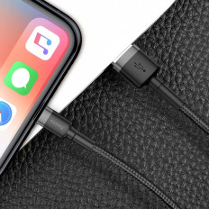 Durable Nylonkabel USB-Kabel iPhone Blitz QC3.0 2A 3M schwarz und grau