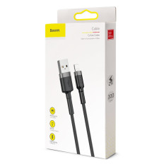 Durable Nylonkabel USB-Kabel iPhone Blitz QC3.0 2A 3M schwarz und grau