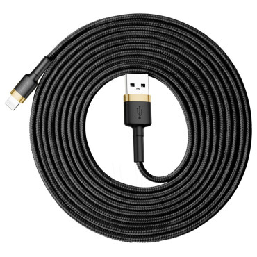 Duurzame nylon kabel USB-kabel iphone bliksem QC3.0 2A 3M zwart en goud