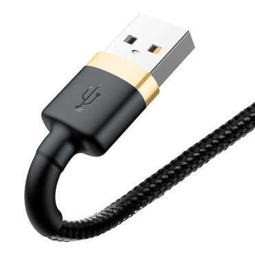 Cabo de nylon durável cabo USB iPhone Relâmpago QC3.0 2A 3m preto e ouro