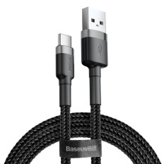 Ανθεκτικό καλώδιο νάυλον USB-C 2A 3M μαύρο και γκρι