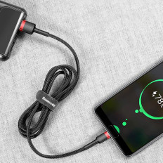 Izturīgs neilona kabelis USB-C 2A 3m melns un pelēks