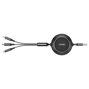 Nosūtītais kabelis 3in1 USB Microusb iPhone Lightning USB-C 3.5A 35cm 120cm melns
