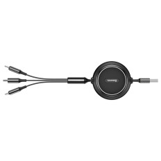 Nosūtītais kabelis 3in1 USB Microusb iPhone Lightning USB-C 3.5A 35cm 120cm melns